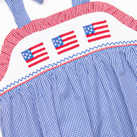 Freedom Flags Smocked Bubble, Blue