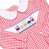 Train Time Smocked Romper, Red