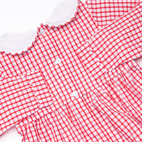 Train Time Smocked Romper, Red