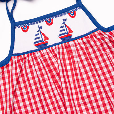 Sea to Shining Sea Smocked Ruffle Short Set, Red
