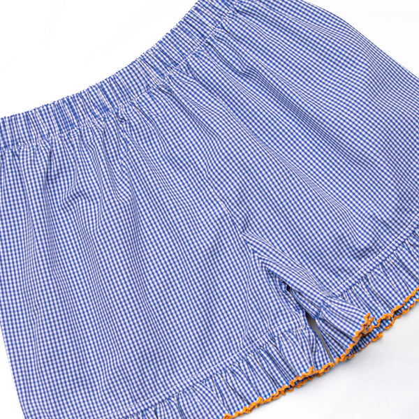 Jack O'Lantern Trio Smocked Ruffle Short Set, Blue