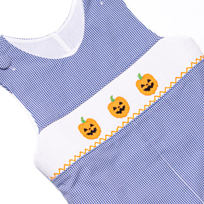Jack O'Lantern Trio Smocked Jon Jon, Blue