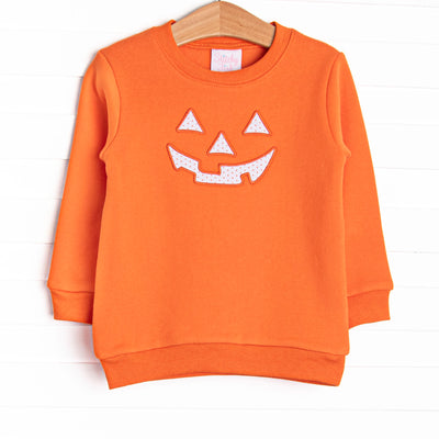 Cozy Carving Applique Sweatshirt, Orange