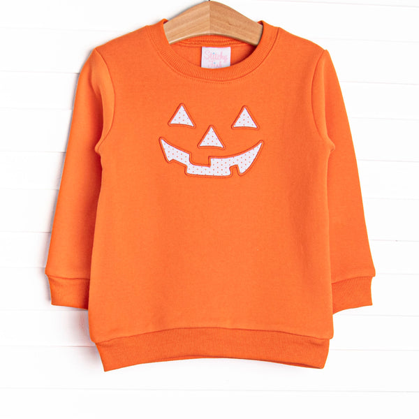 Cozy Carving Applique Sweatshirt, Orange