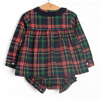 Timeless Tartan Long Sleeve Diaper Set, Blue