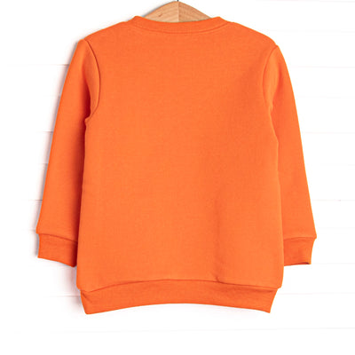 Cozy Carving Applique Sweatshirt, Orange