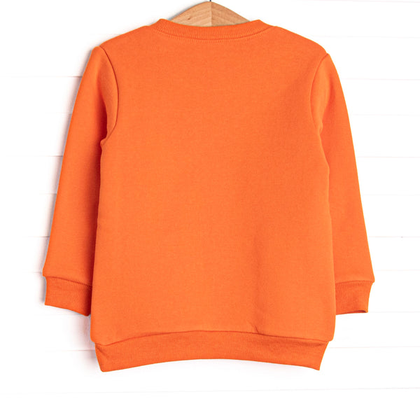 Cozy Carving Applique Sweatshirt, Orange