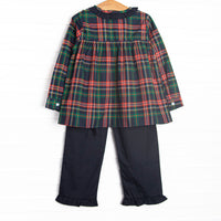 Timeless Tartan Ruffle Pant Set, Blue