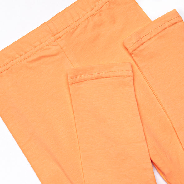 Patchwork Plaid Elastic Smocked Legging Set, Orange