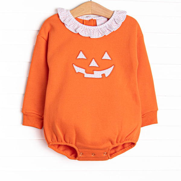 Cozy Carving Applique Sweatshirt Ruffle Bubble, Orange