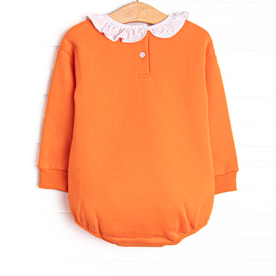 Cozy Carving Applique Sweatshirt Ruffle Bubble, Orange