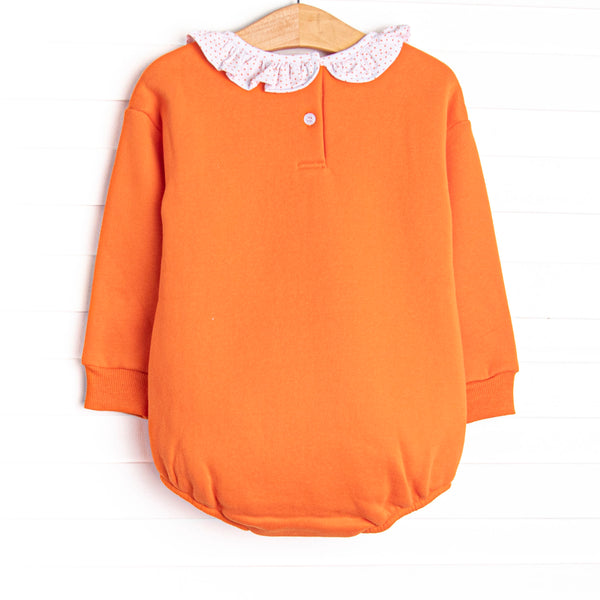 Cozy Carving Applique Sweatshirt Ruffle Bubble, Orange
