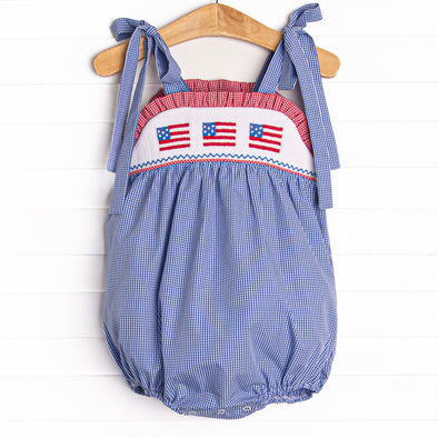 Freedom Flags Smocked Bubble, Blue