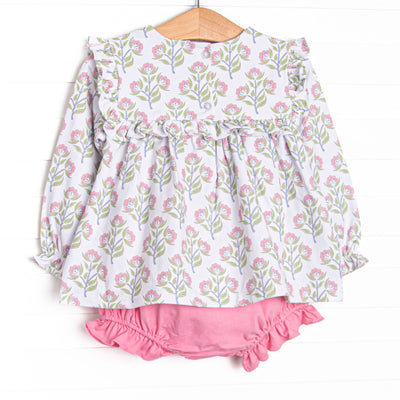 Pick Me Petals Ruffle Bib Diaper Set, Pink