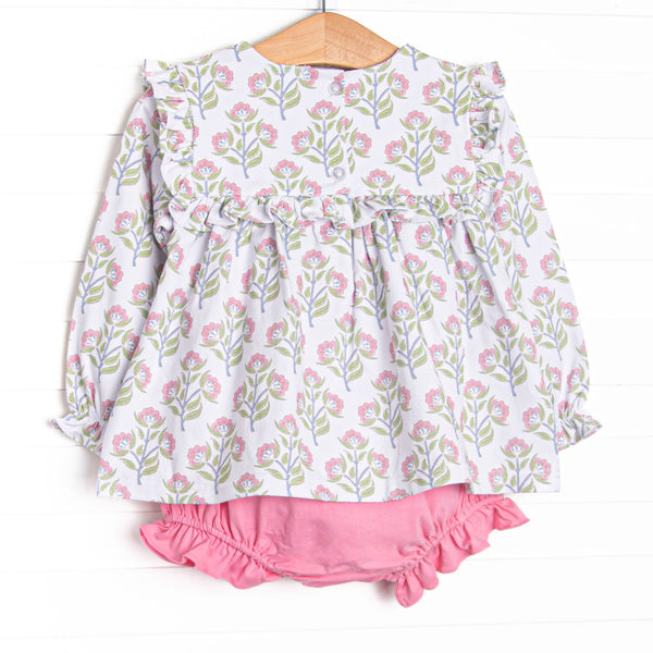 Pick Me Petals Ruffle Bib Diaper Set, Pink