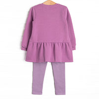 Haunted Hound Applique Sweatshirt Legging Set, Purple