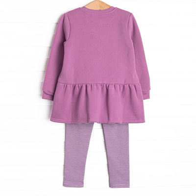 Haunted Hound Applique Sweatshirt Legging Set, Purple