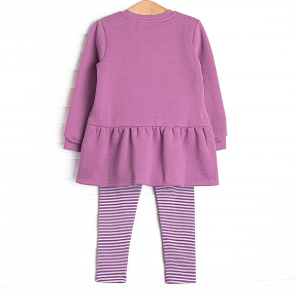 Haunted Hound Applique Sweatshirt Legging Set, Purple