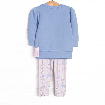 Classic Carousel Bow Sweatshirt Legging Set, Pink