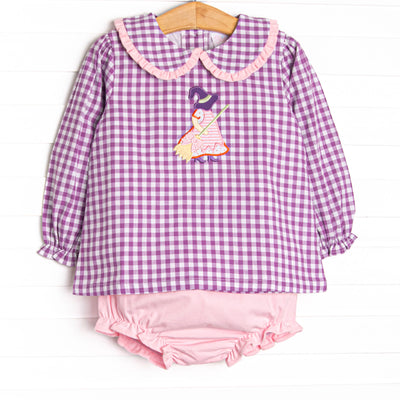 Spell Season Applique Diaper Set, Purple