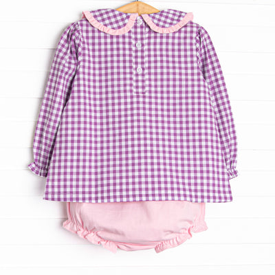 Spell Season Applique Diaper Set, Purple