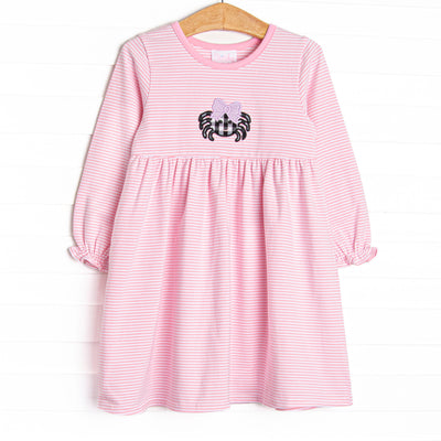 Creepy Crawler Applique Dress, Pink