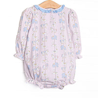 Classic Carousel Long Sleeve Ruffle Neck Bubble, Pink