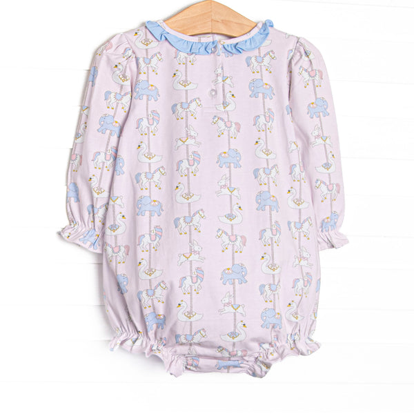 Classic Carousel Long Sleeve Ruffle Neck Bubble, Pink