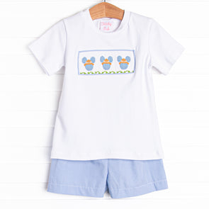 Jungle Joyride Smocked Short Set, Blue