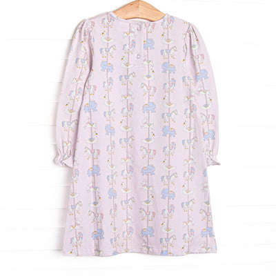 Classic Carousel Long Sleeve Dress, Pink