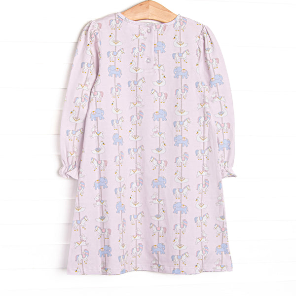 Classic Carousel Long Sleeve Dress, Pink