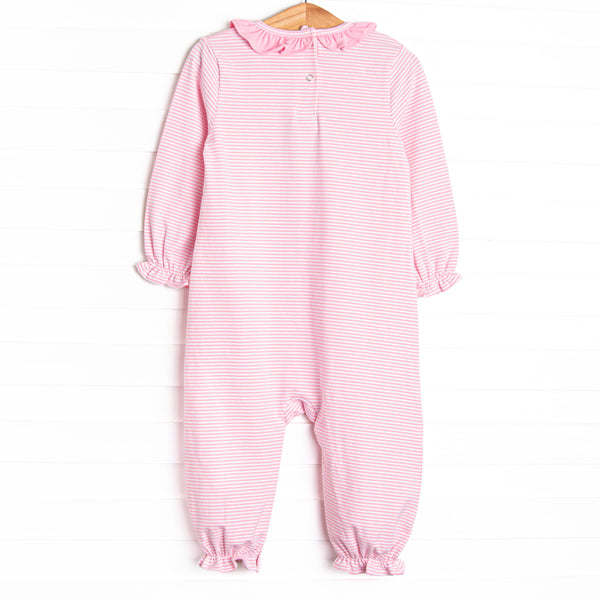 Creepy Crawler Applique Ruffle Romper, Pink