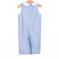 Petite Pumpkin Embroidered Collared Long Jon Jon, Blue