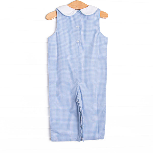 Petite Pumpkin Embroidered Collared Long Jon Jon, Blue