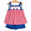 Sea to Shining Sea Smocked Ruffle Short Set, Red