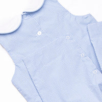 Petite Pumpkin Embroidered Collared Long Jon Jon, Blue