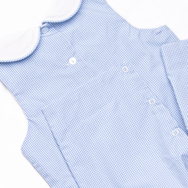 Petite Pumpkin Embroidered Collared Long Jon Jon, Blue