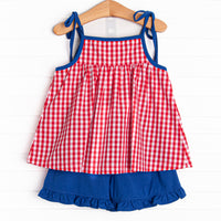 Sea to Shining Sea Smocked Ruffle Short Set, Red