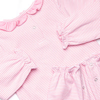 Creepy Crawler Applique Ruffle Romper, Pink