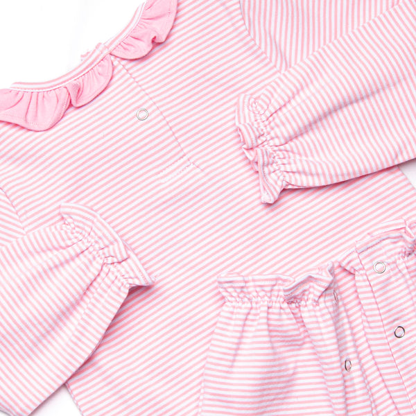 Creepy Crawler Applique Ruffle Romper, Pink