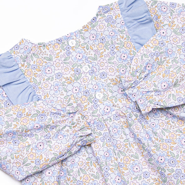 Poppy Fields Bow Diaper Set, Blue