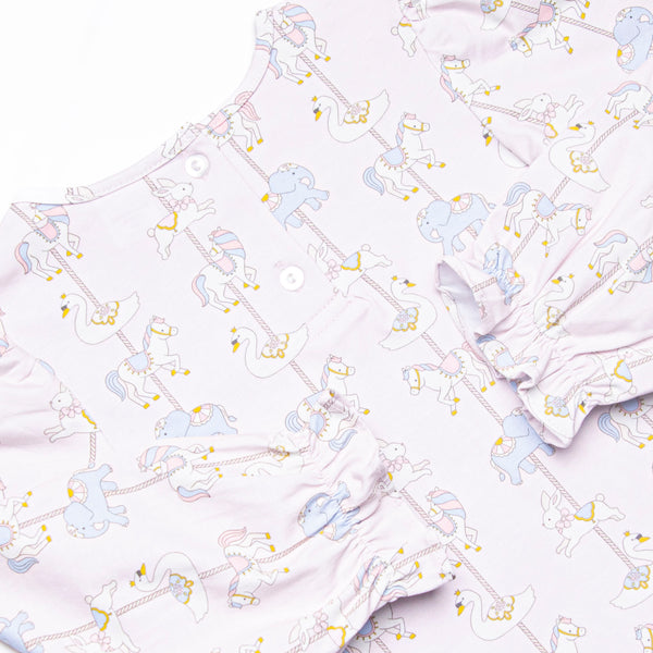 Classic Carousel Long Sleeve Dress, Pink