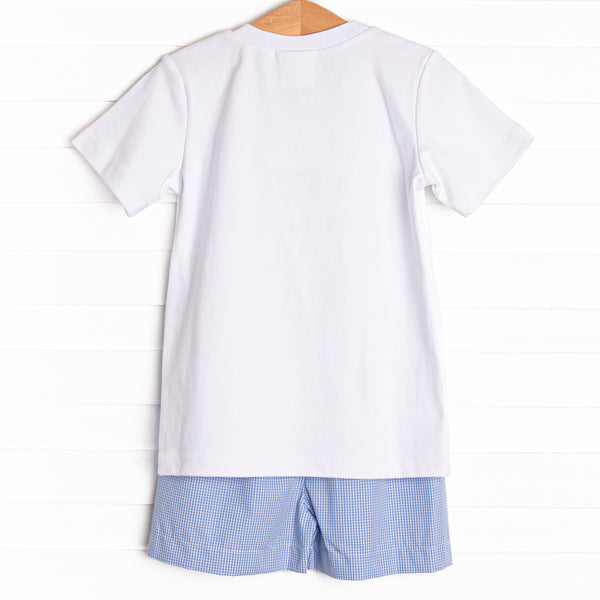 Salute The Flag Smocked Short Set, Blue