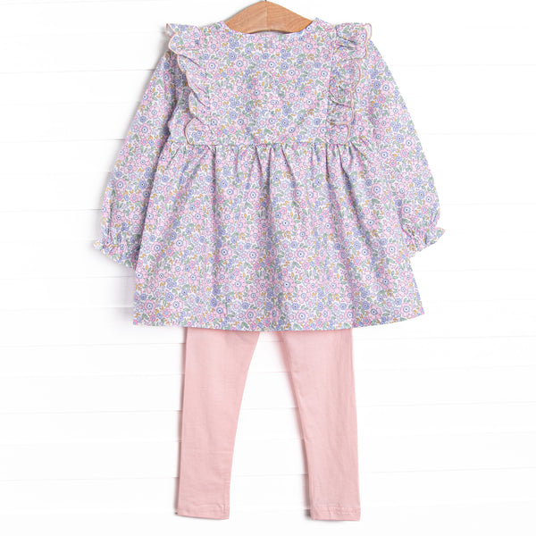 Poppy Fields Scalloped Flutter Sleeve Legging Set, Pink