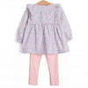 Poppy Fields Scalloped Flutter Sleeve Legging Set, Pink
