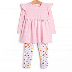 Game Time Flutter Sleeve Legging Set, Pink