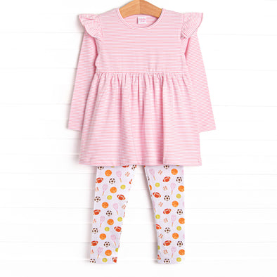 Game Time Flutter Sleeve Legging Set, Pink