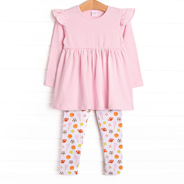Game Time Flutter Sleeve Legging Set, Pink