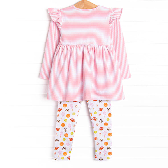 Game Time Flutter Sleeve Legging Set, Pink