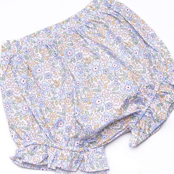 Poppy Fields Bow Diaper Set, Blue